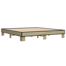 vidaXL Bed Frame Bed Base Sonoma Oak 200x200 cm Engineered Wood and Metal