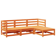 Vidaxl 4 -czesciowa sofa na patio wosk brazowy sosna z litego drewna