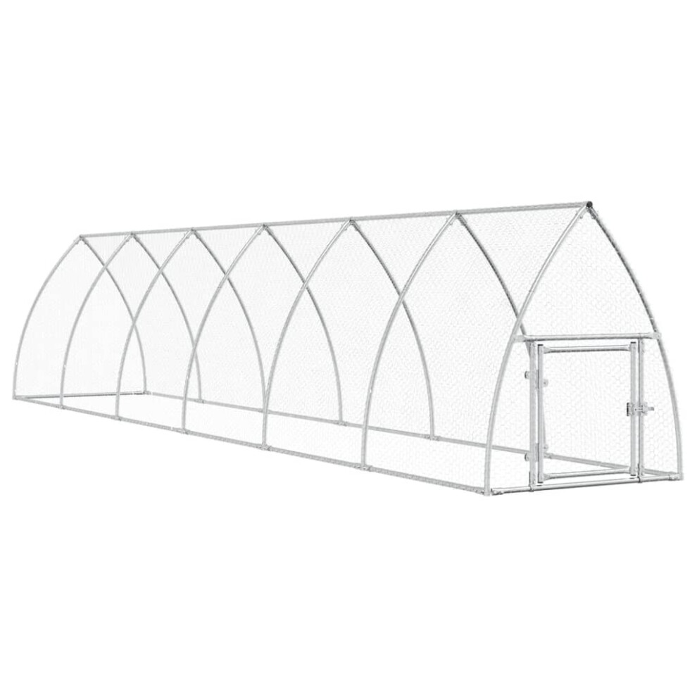 vidaXL Chicken Cage Farm Chicken Coop Chicken Run Cage Silver Galvanised Steel