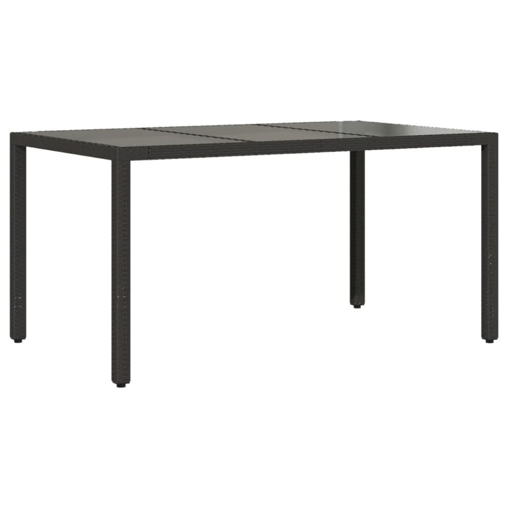 vidaXL Garden Table with Glass Top Outdoor Dining Table Black Poly Rattan-image-OPC-PDTMMGN-NEW