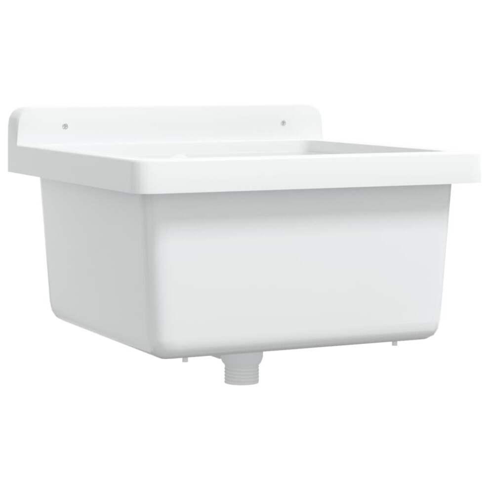 vidaXL Sink Washbasin for Wall Mounting Utility Laundry Wash Basin White Resin