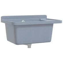 vidaXL Sink Washbasin for Wall Mounting Utility Laundry Wash Basin Grey Resin