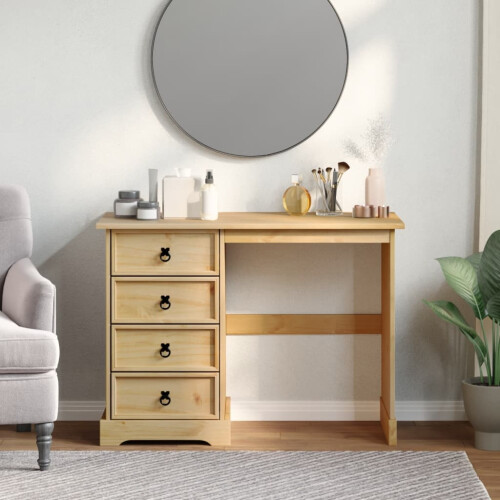 VidaXL vidaXL Dressing Table Cosmetic Table Makeup Table Vanity Desk Solid Wood Pine 2