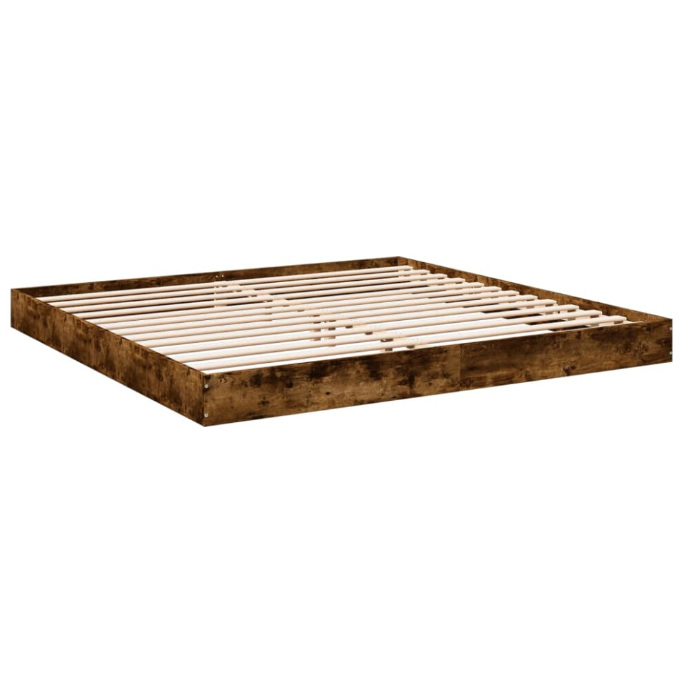 vidaXL Bed Frame Home Bed Base Bedstead Smoked Oak 200x200 cm Engineered Wood