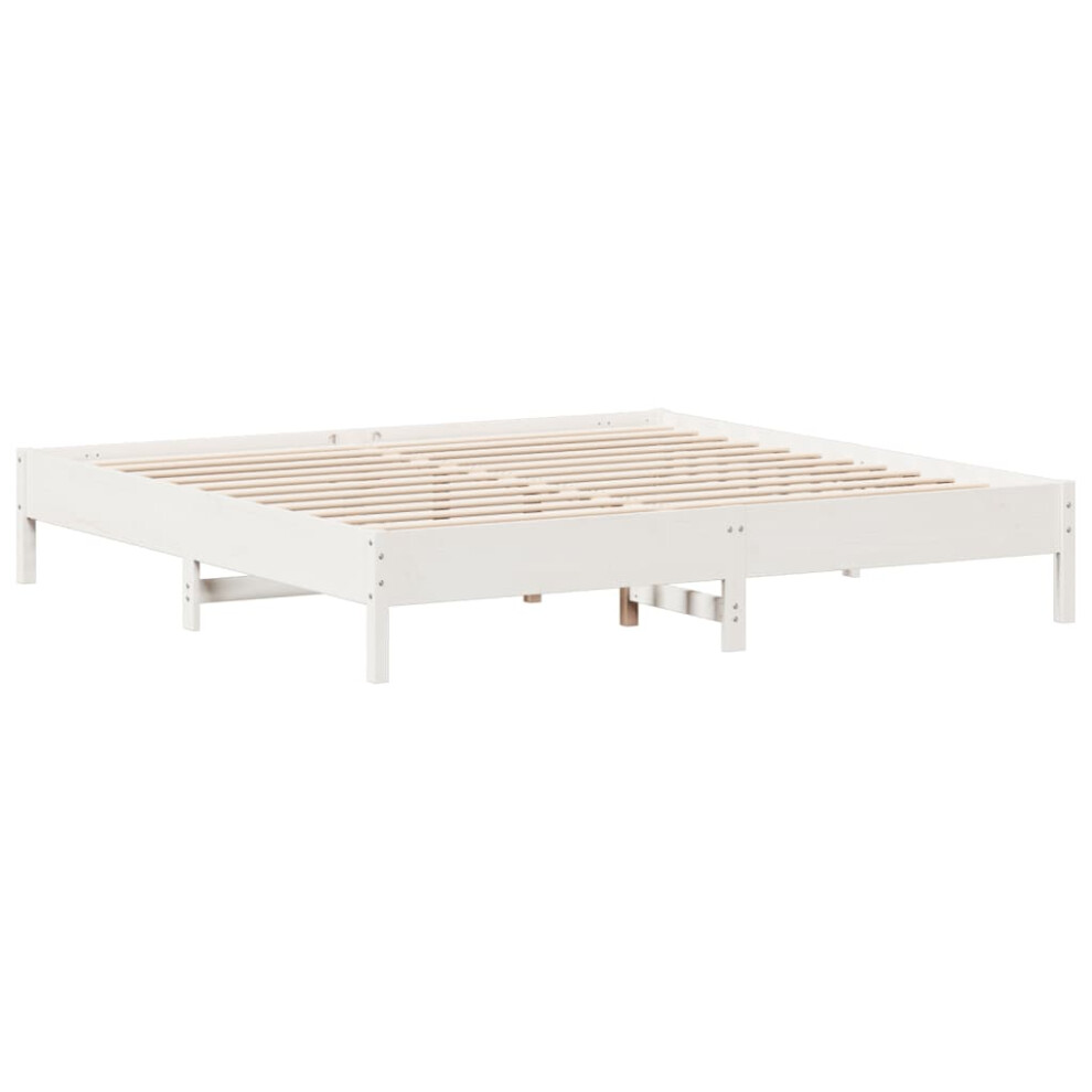 vidaXL Bed Frame Bed Base Mattress Foundation White 200x200 cm Solid Wood Pine