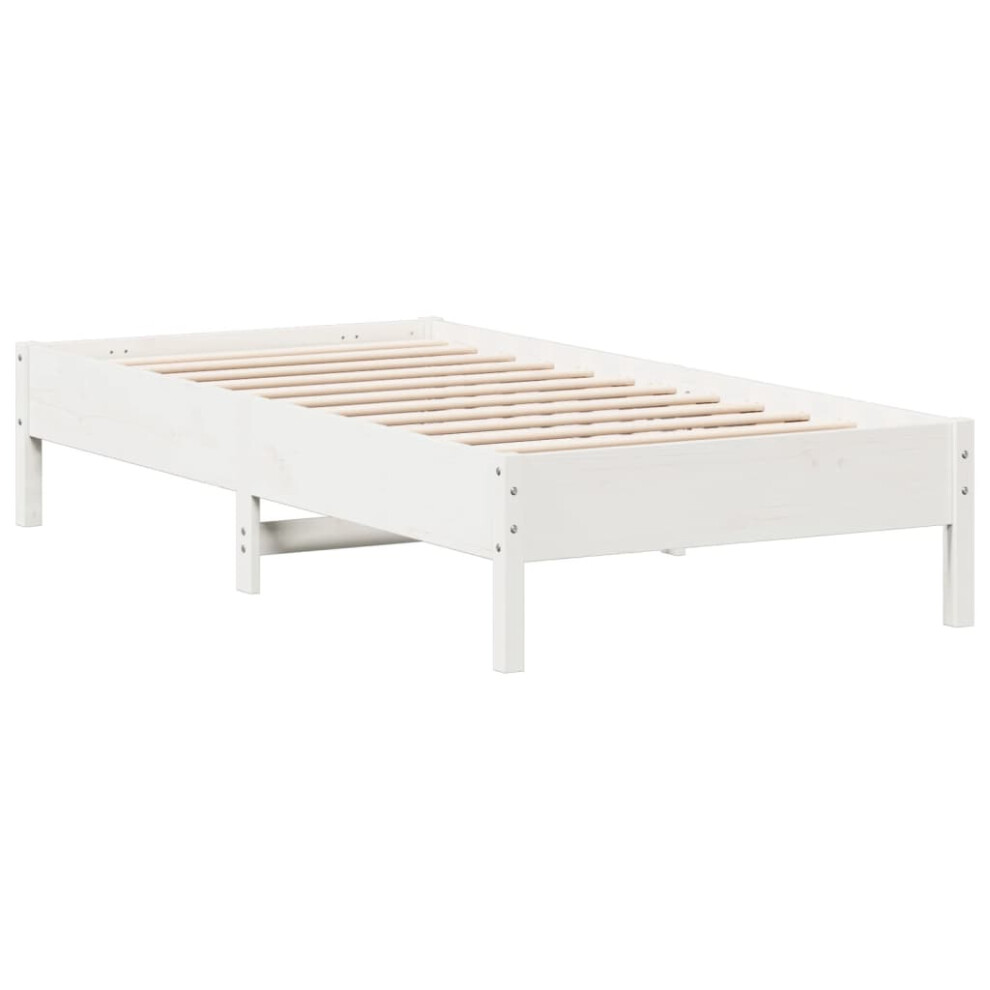 vidaXL Bed Frame Home Bedstead White 75x190 cm Small Single Solid Wood Pine