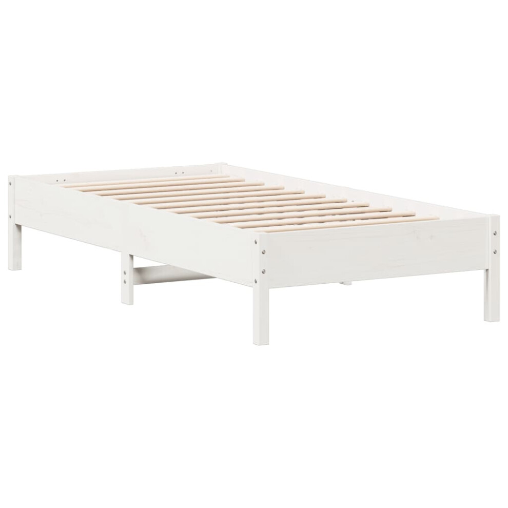 vidaXL Bed Frame Home Bed Base Bedstead White 90x190 cm Single Solid Wood Pine