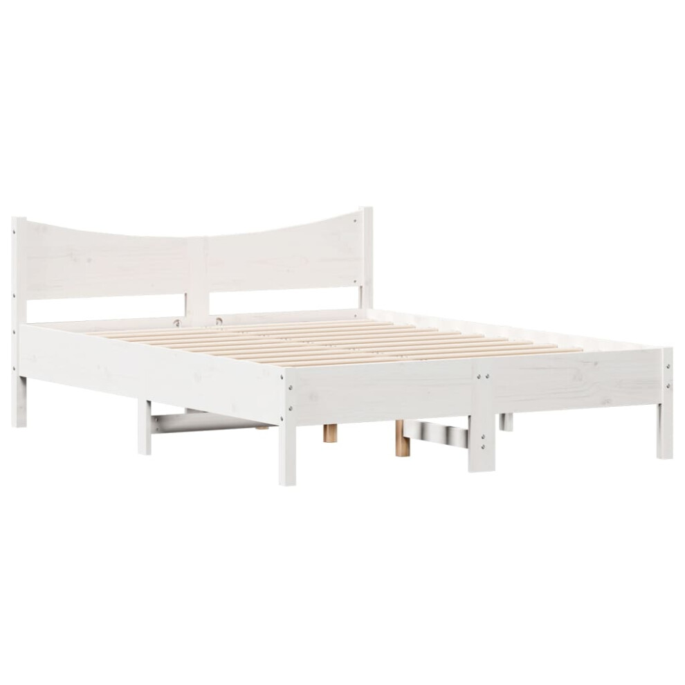 vidaXL Bed Frame Home Bed Base White 120x190 cm Small Double Solid Wood Pine