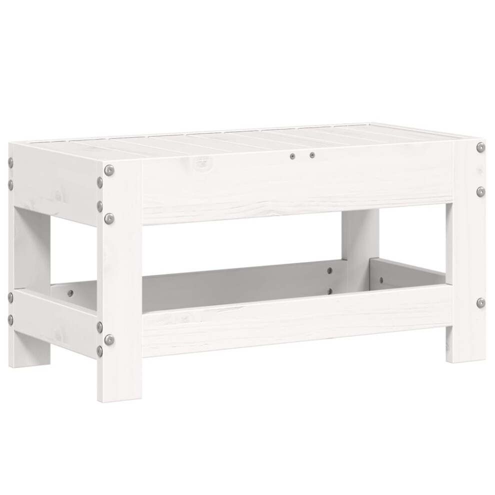 Vidaxl Garden Footstool Outdoor Ottoman Garden Footrest White Solid Wood Pine