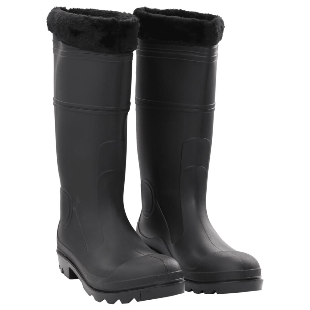 vidaXL Rian Boots with Removable Socks Waterproof Wellies Black Size 46 PVC