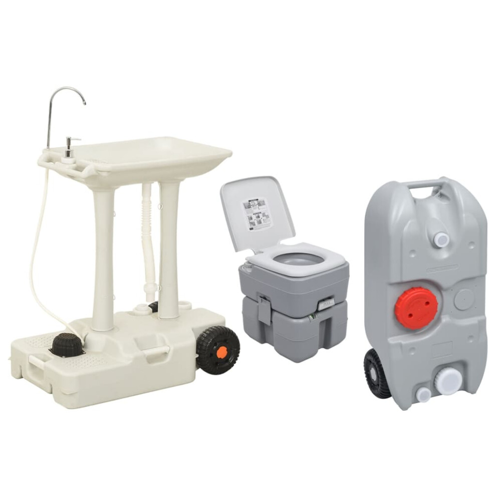 vidaXL Portable Camping Toilet and Handwash Stand Set with Water Tank Toilet