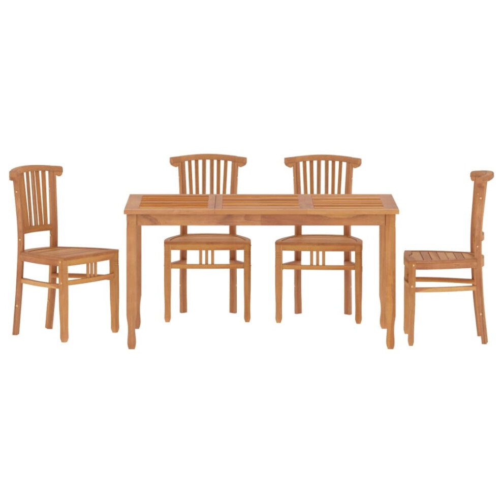 vidaXL Garden Dining Set Outdoor Dining Table and Chair 5 Piece Solid Wood Teak