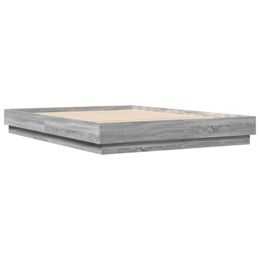 vidaXL Bed Frame Bed Base Grey Sonoma 150x200 cm King Size Engineered Wood