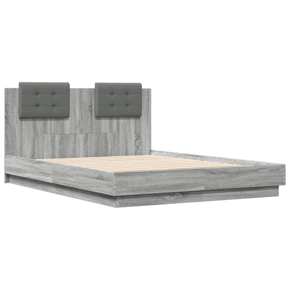 vidaXL Bed Frame with Headboard Bed Grey Sonoma Small Double Engineered Wood