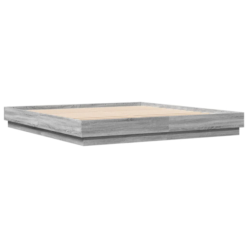 vidaXL Bed Frame Bed Base Grey Sonoma 180x200 cm Super King Engineered Wood