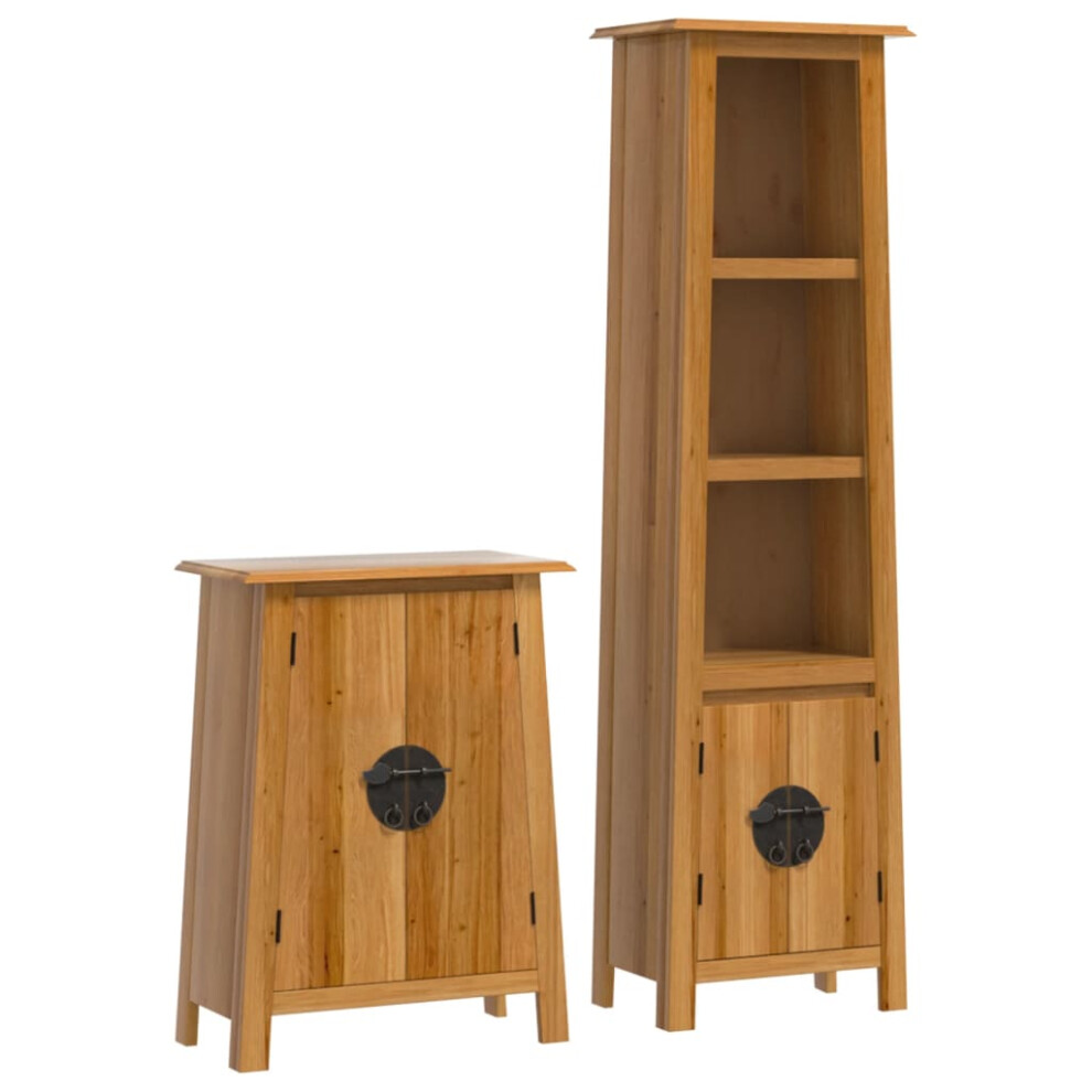 Vidaxl Bathroom Furniture Set 2 Piece Storage Sink Cabinet Solid Wood Pine
