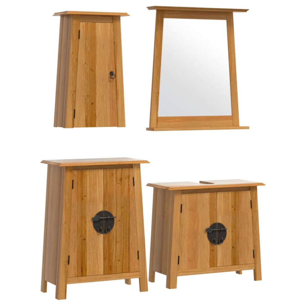 Vidaxl Bathroom Furniture Set 4 Piece Storage Sink Cabinet Solid Wood Pine