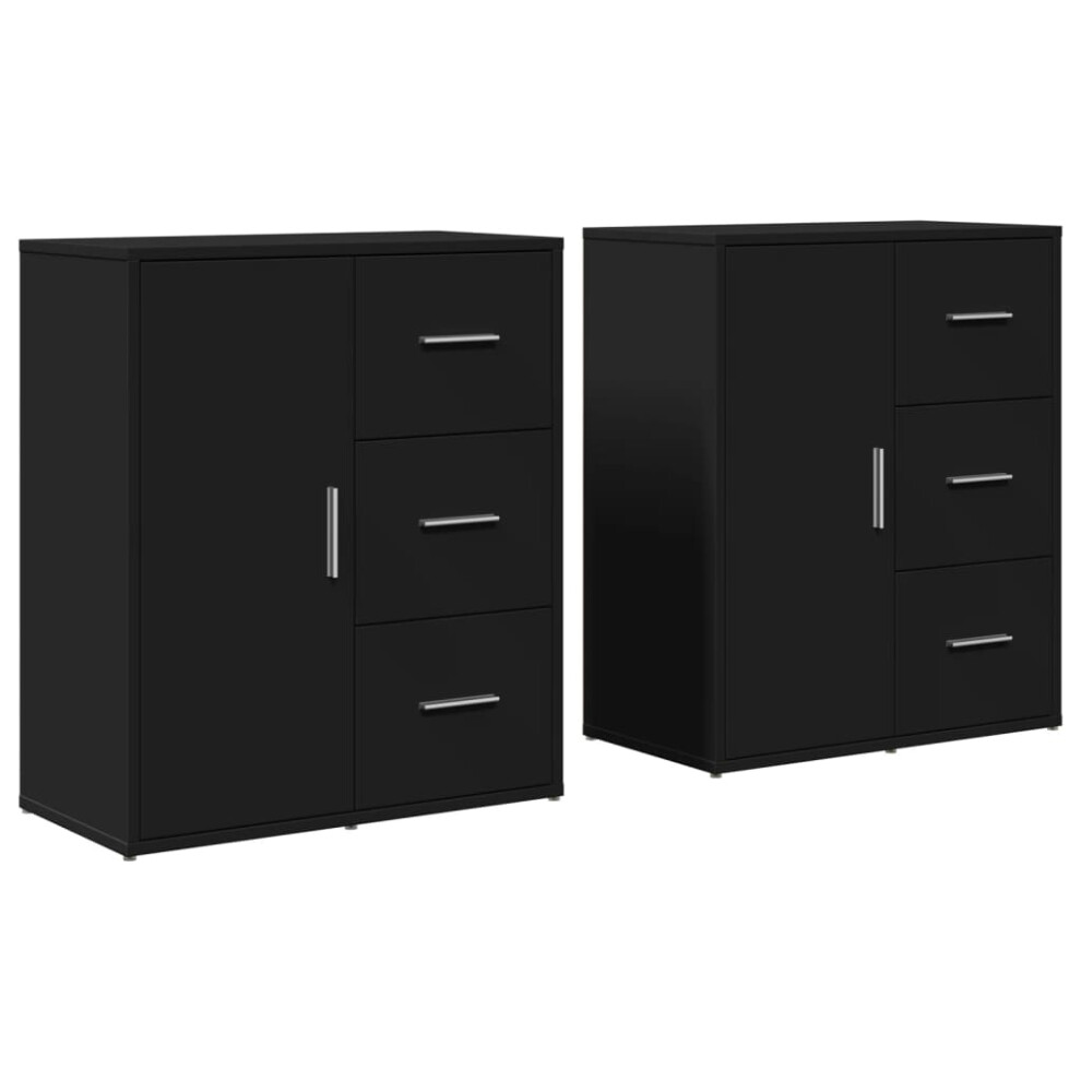 vidaXL Sideboards Cupboard Side Cabinet Highboard 2 pcs Black Engineered Wood