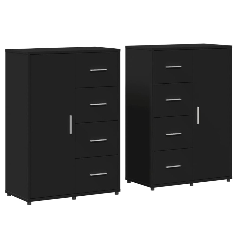 New Vidaxl Sideboards Cupboard Side Cabinet Highboard 2 Pcs Engineered Wood Black