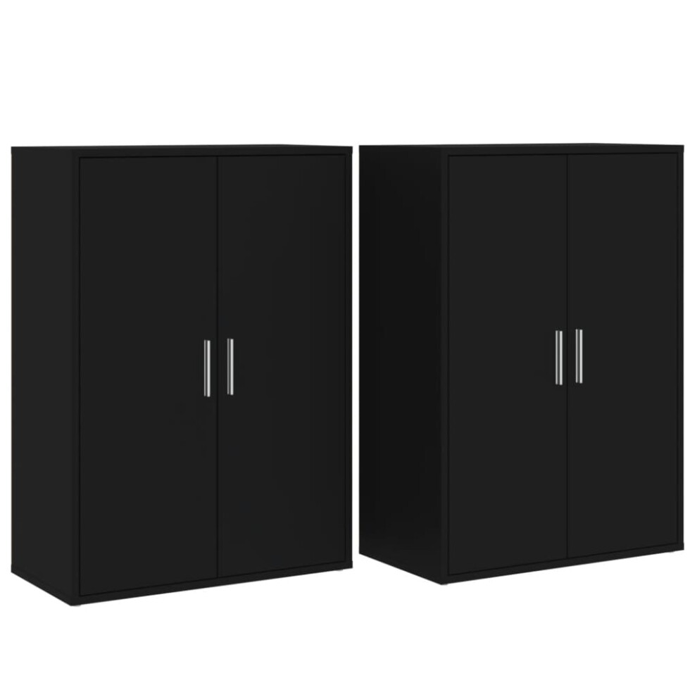 vidaXL Sideboards Cupboard Side Cabinet Highboard 2 pcs Black Engineered Wood