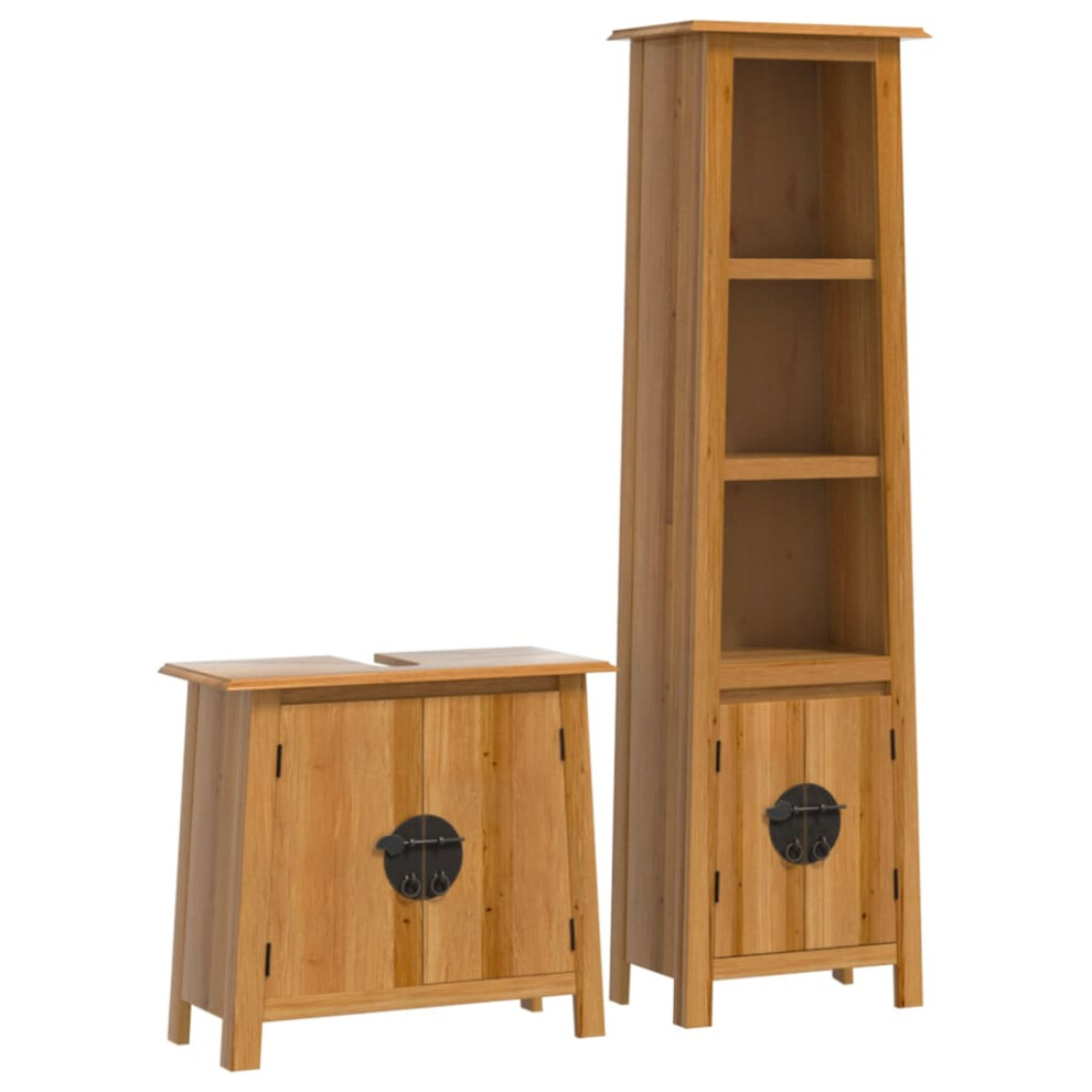 Vidaxl Bathroom Furniture Set 2 Piece Storage Sink Cabinet Solid Wood Pine