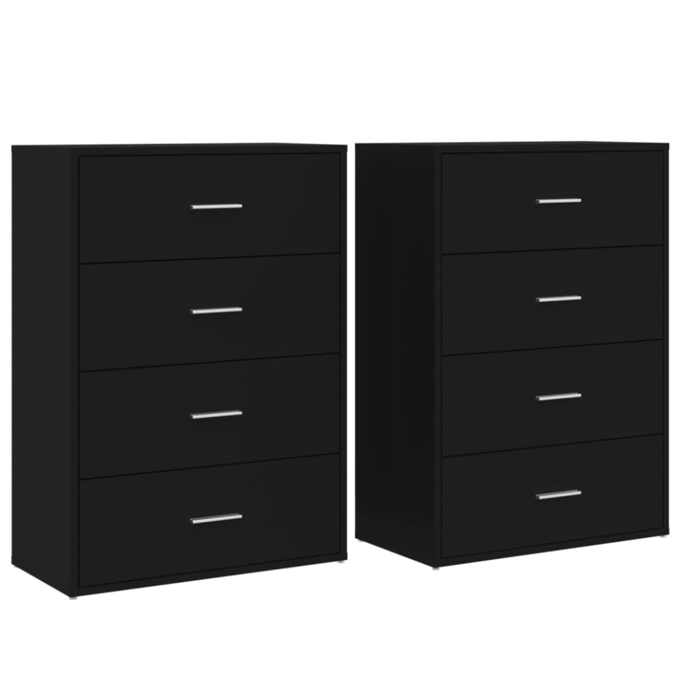 vidaXL Sideboards Cupboard Side Cabinet Highboard 2 pcs Black Engineered Wood