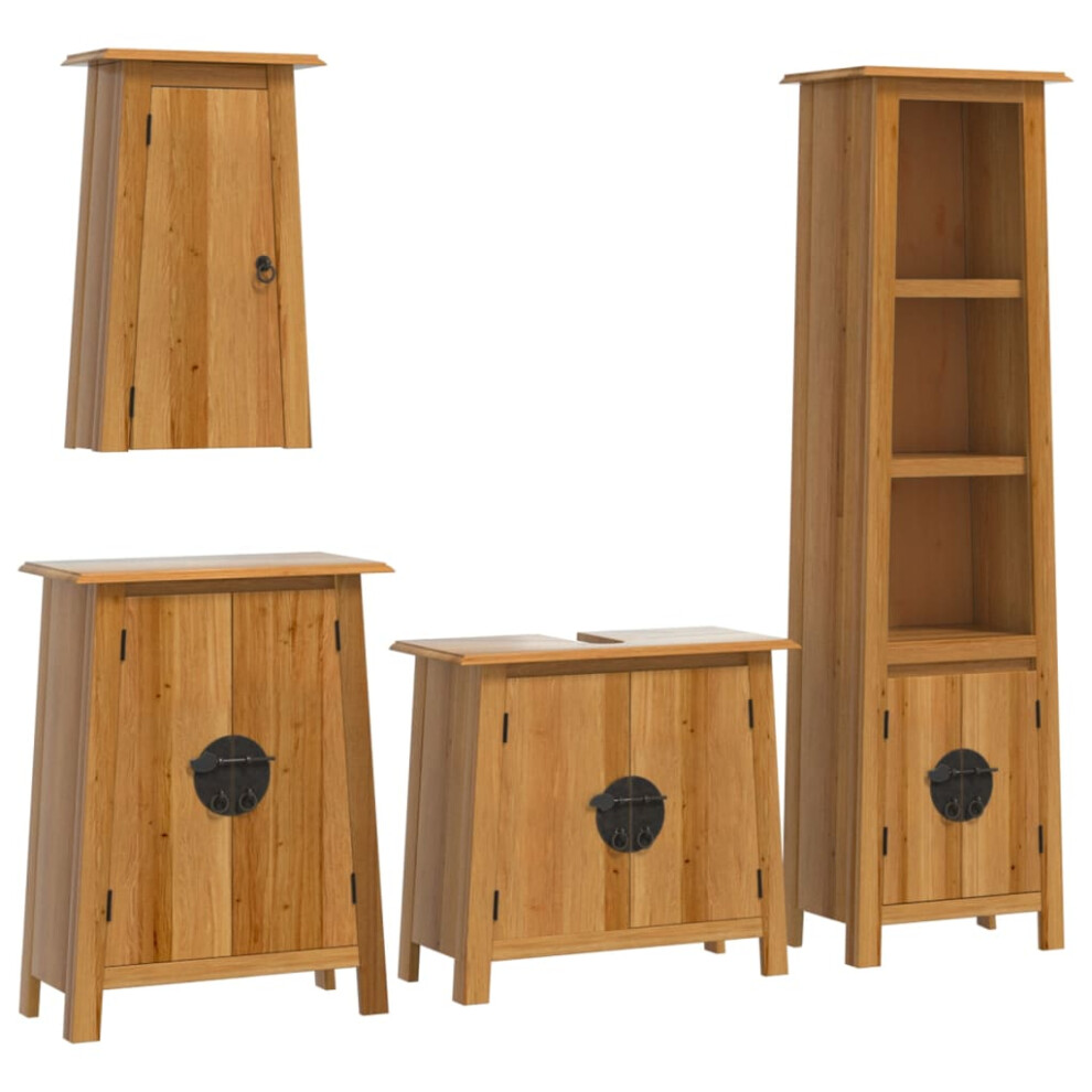 vidaXL Bathroom Furniture Set 4 Piece Storage Sink Cabinet Solid Wood Pine