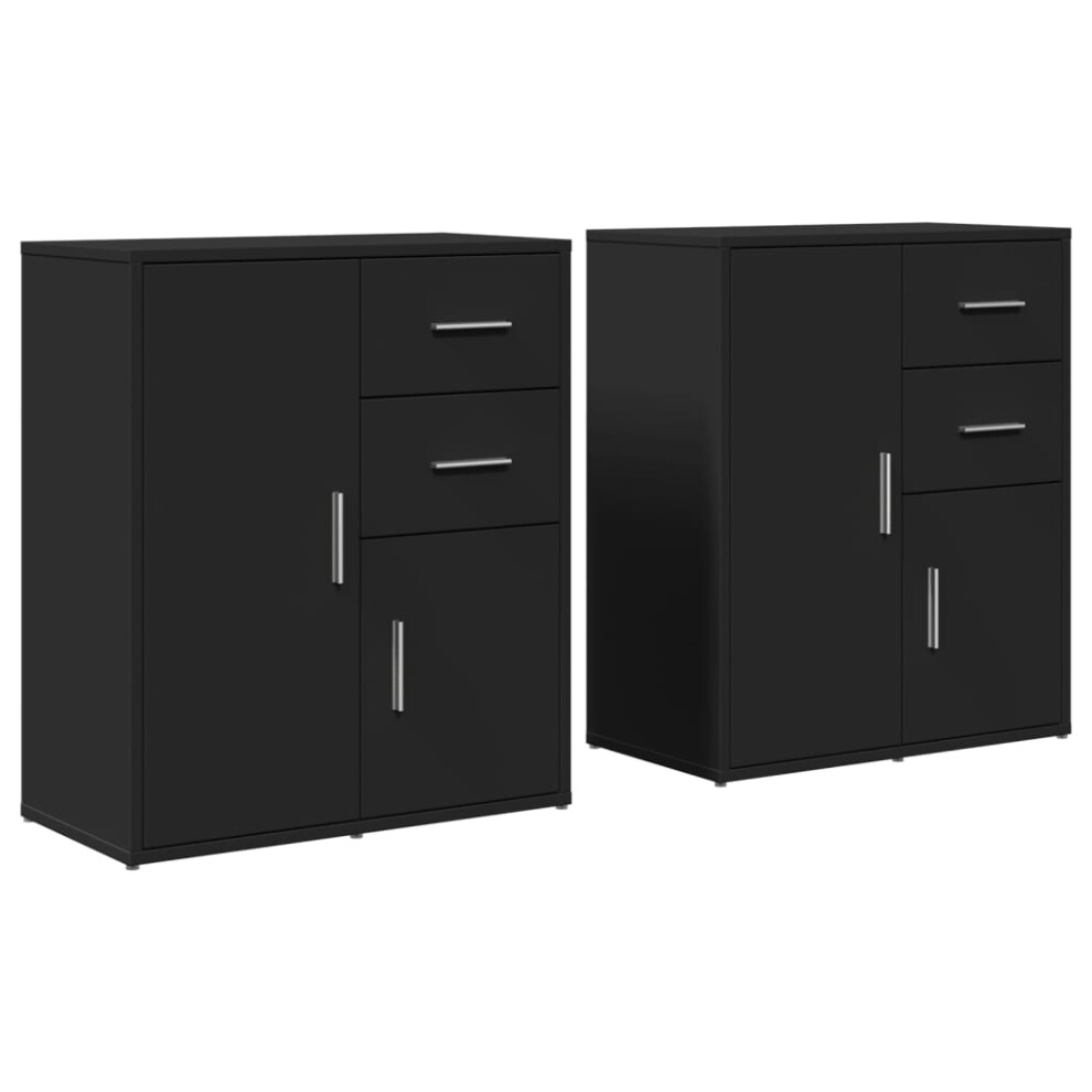 vidaXL Sideboards Cupboard Side Cabinet Highboard 2 pcs Black Engineered Wood