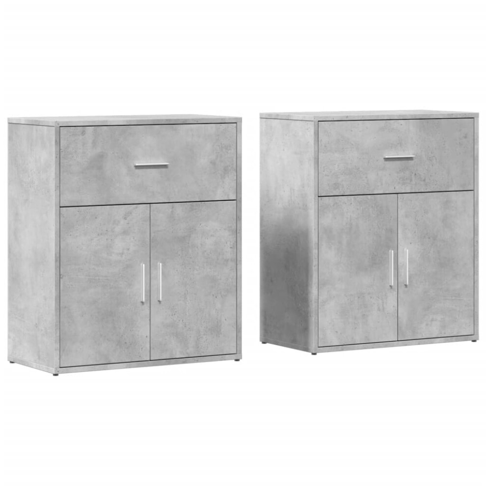 Vidaxl Sideboards Storage Cupboard Cabinet 2 Pcs Concrete Grey Engineered Wood