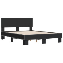 vidaXL Bed Frame Bed Black 120x190 cm Small Double Engineered Wood and Metal