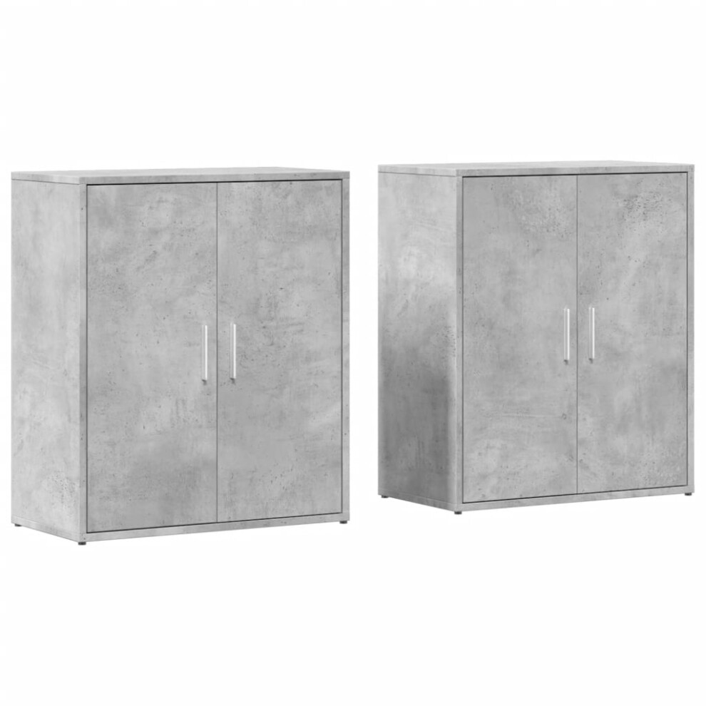 Vidaxl Sideboards Storage Cupboard Cabinet 2 Pcs Concrete Grey Engineered Wood