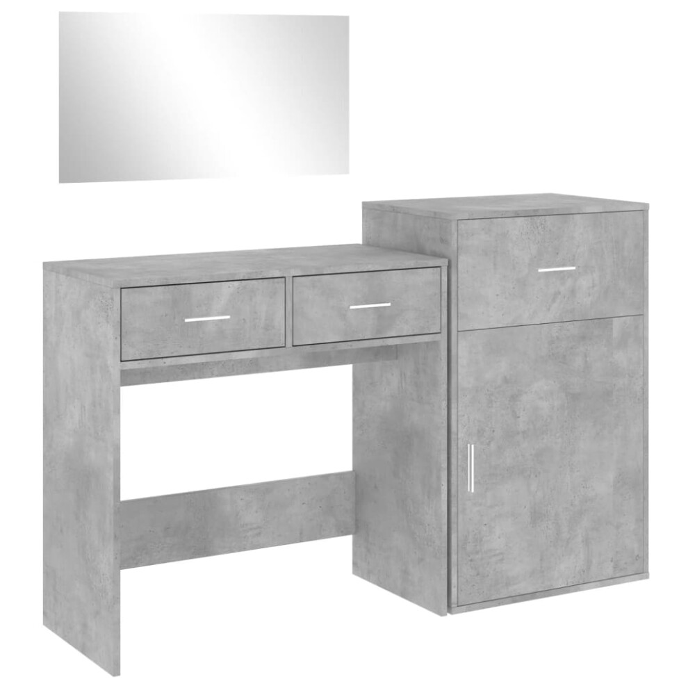 vidaXL Dressing Table Set 3 Piece Cosmetic Table Concrete Grey Engineered Wood