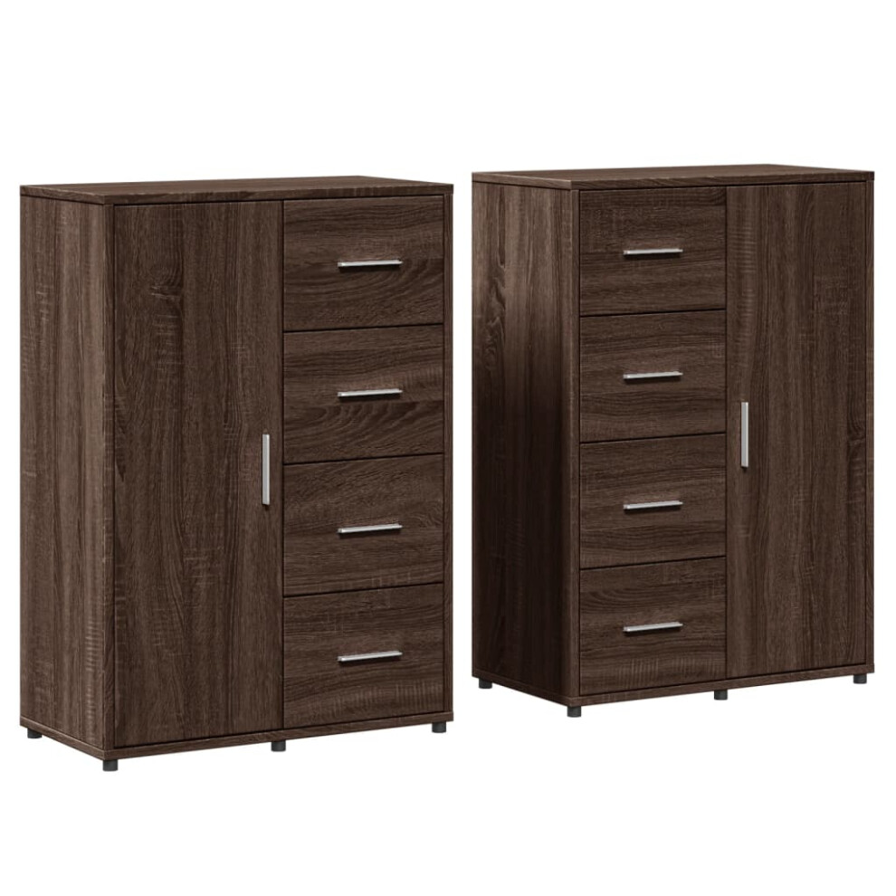 vidaXL Sideboards Cupboard Cabinet Highboard 2 pcs Brown Oak Engineered Wood