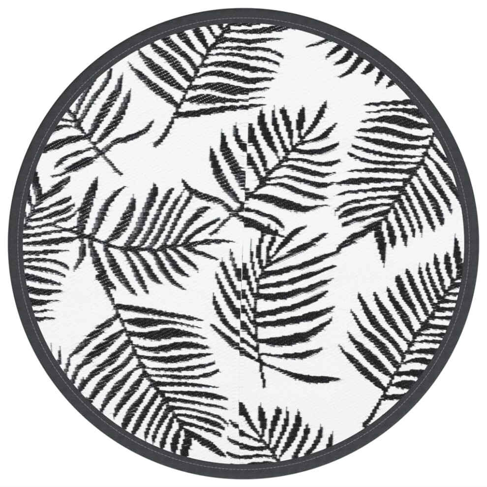 vidaXL Outdoor Carpet ARAKIL White and Black Ø120 cm PP Rug Outdoor Blanket