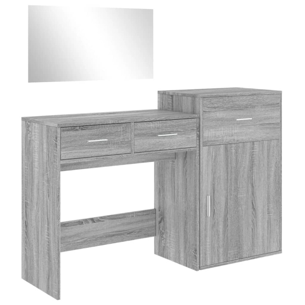 vidaXL Dressing Table Set 3 Piece Cosmetic Table Grey Sonoma Engineered Wood