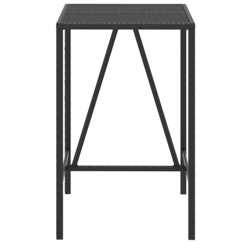 VidaXL vidaXL Bar Table Bistro Table Dining Table with Glass Top Black Poly Rattan 2