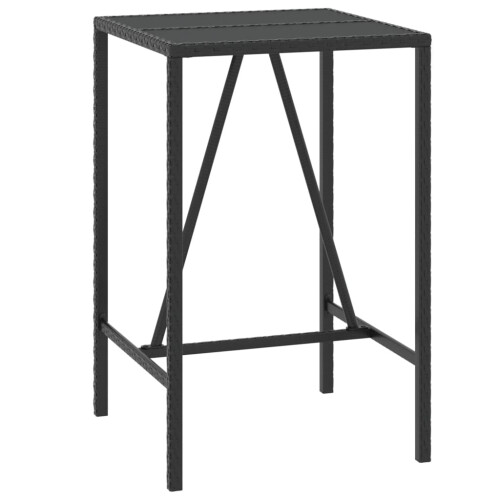 VidaXL vidaXL Bar Table Bistro Table Dining Table with Glass Top Black Poly Rattan