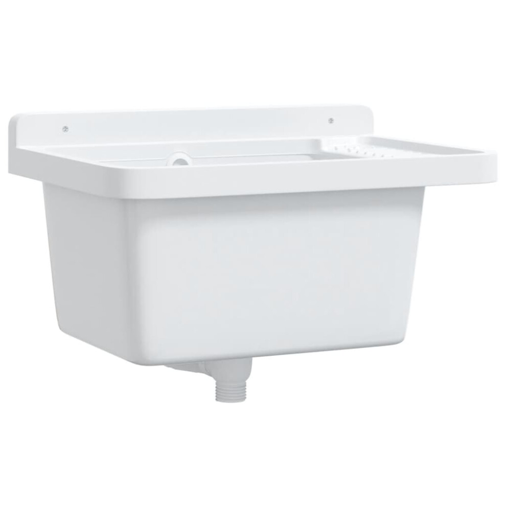 vidaXL Sink Washbasin for Wall Mounting Utility Laundry Wash Basin White Resin