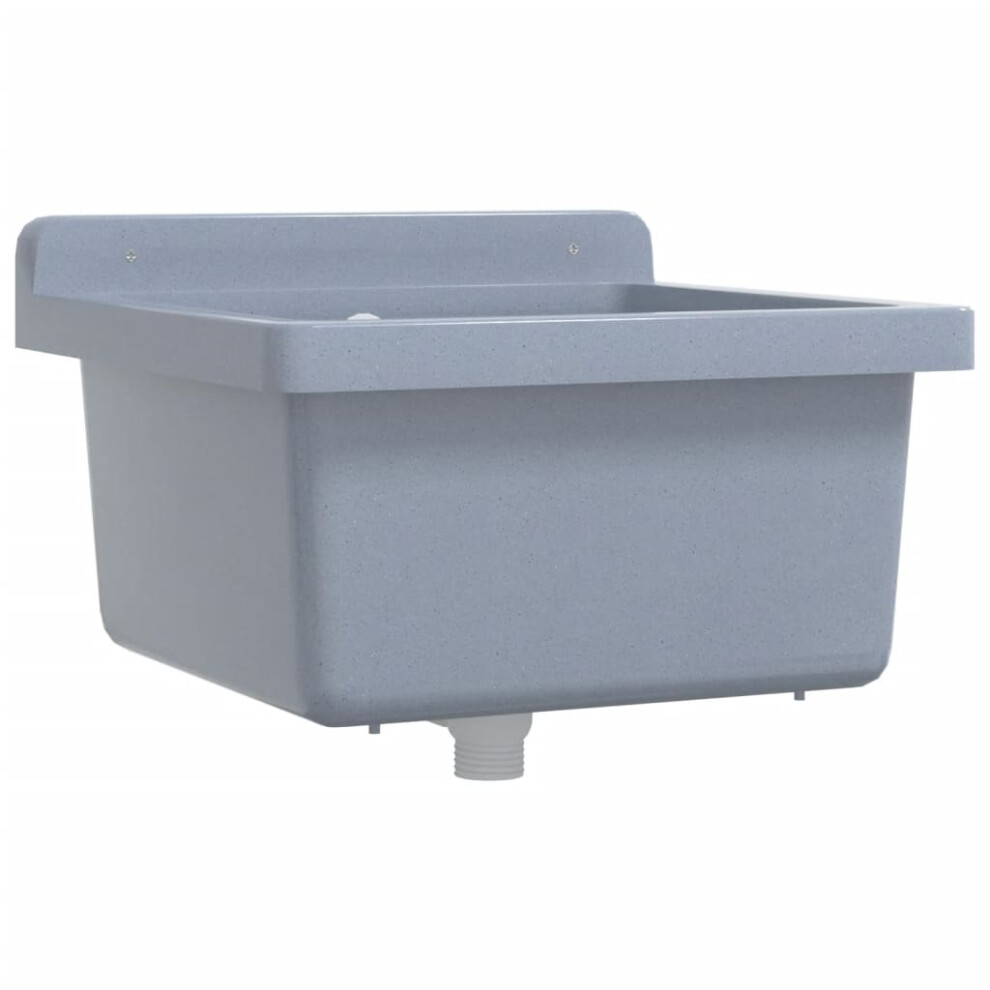 vidaXL Sink Washbasin for Wall Mounting Utility Laundry Wash Basin Grey Resin