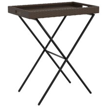 vidaXL Folding Tray Table TV Dinner Tray Serving Side Table Brown Poly Rattan