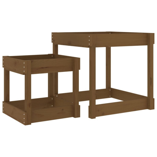 VidaXL vidaXL Sand Tables Sandpit and Water Table 2 pcs Honey Brown Solid Wood Pine 1