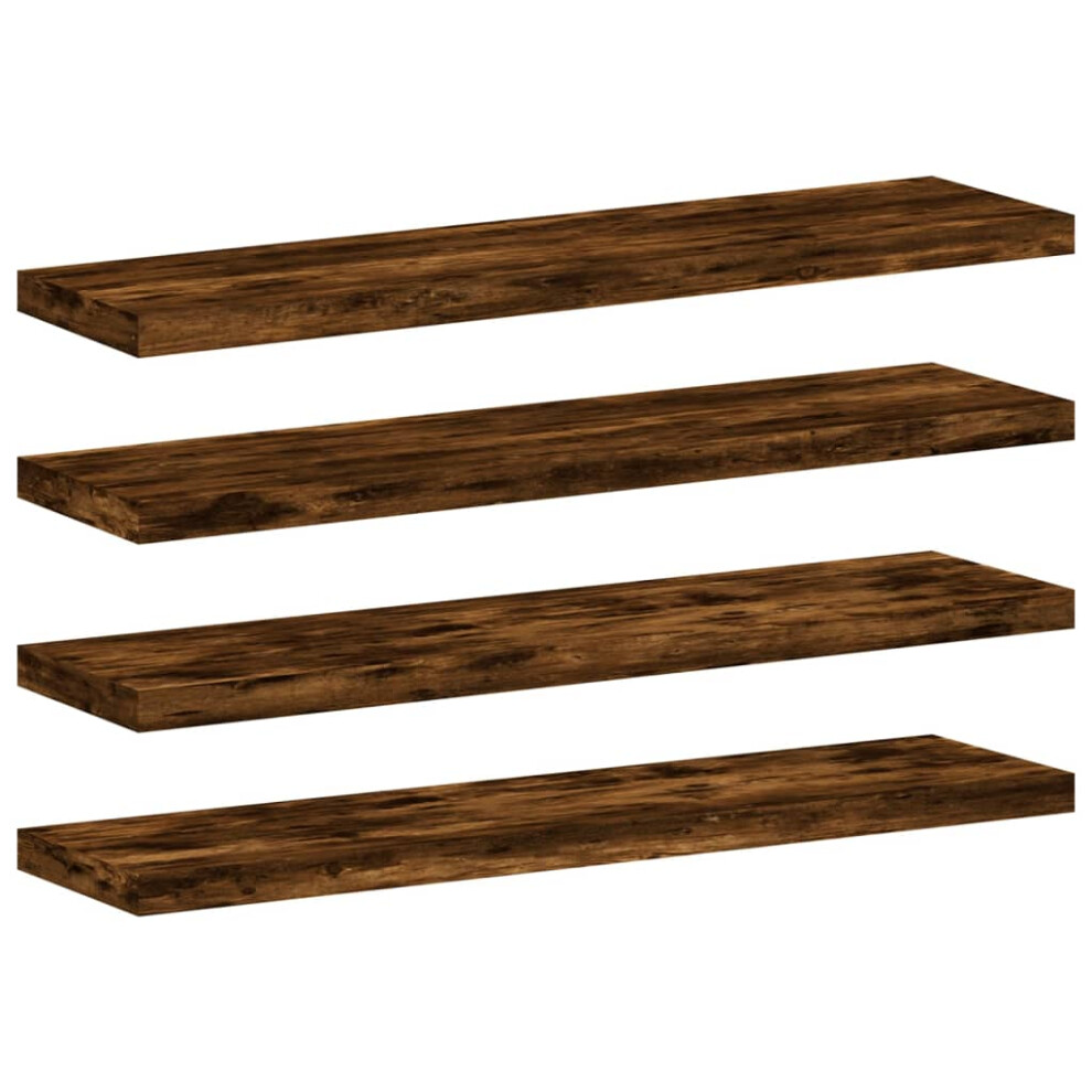 Vidaxl Wall Shelves Floating Shelf Wall Rack 4 Pcs Smoked Oak Engineered Wood