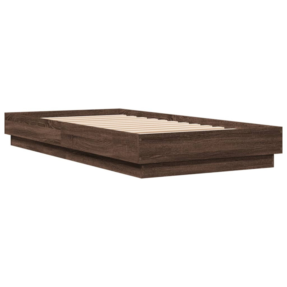 Vidaxl Bed Frame Home Bed Base Bedstead Brown Oak 75X190 Cm Engineered Wood