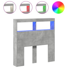 vidaXL Headboard Cabinet with LED Bed Headboard Concrete Grey 100x17x102 cm