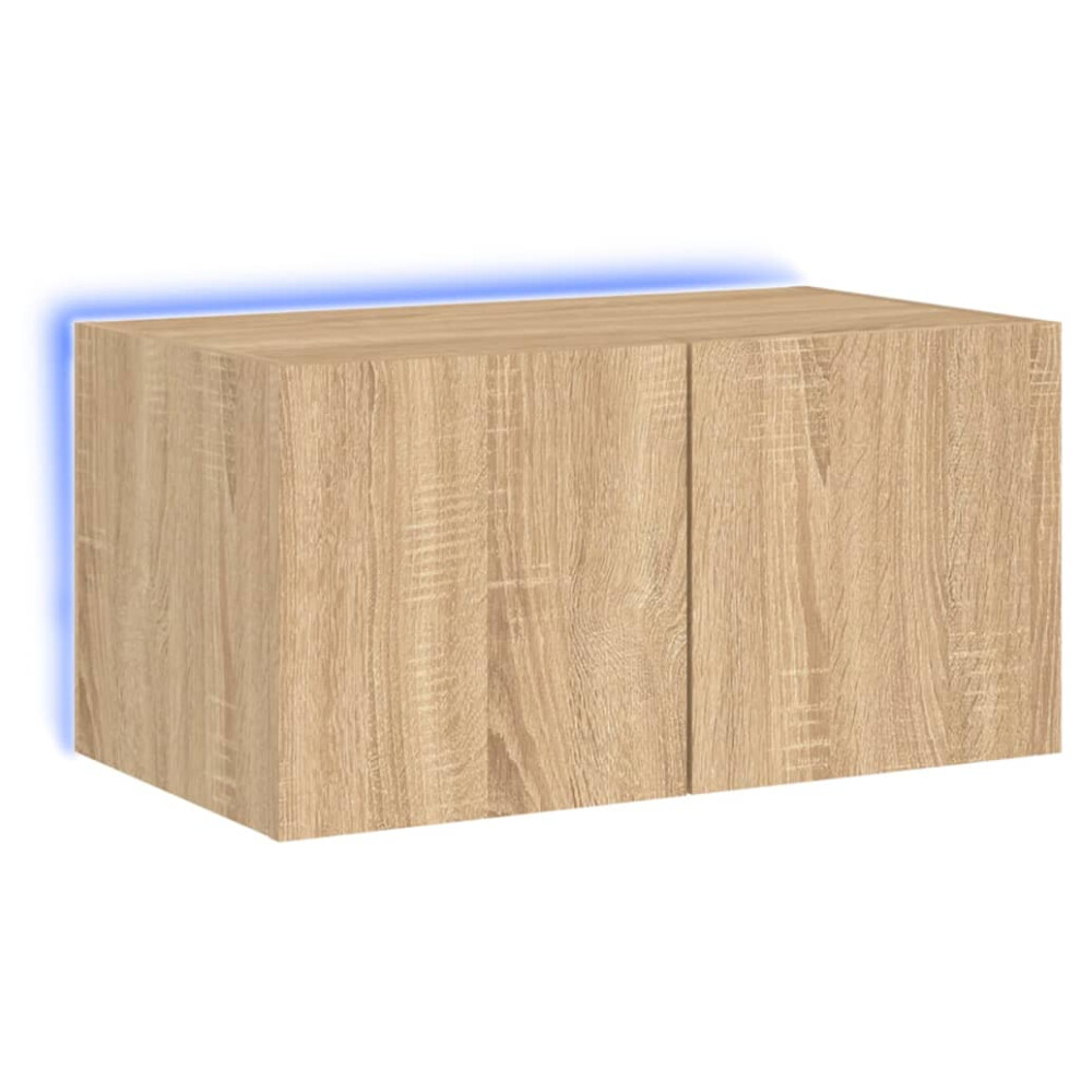 vidaXL TV Wall Cabinet with LED Lights Floating TV Unit TV Cabinet Sonoma Oak