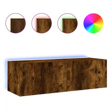 vidaXL TV-Wandschrank mit LED-Leuchten Räuchereiche 100x35x31 cm