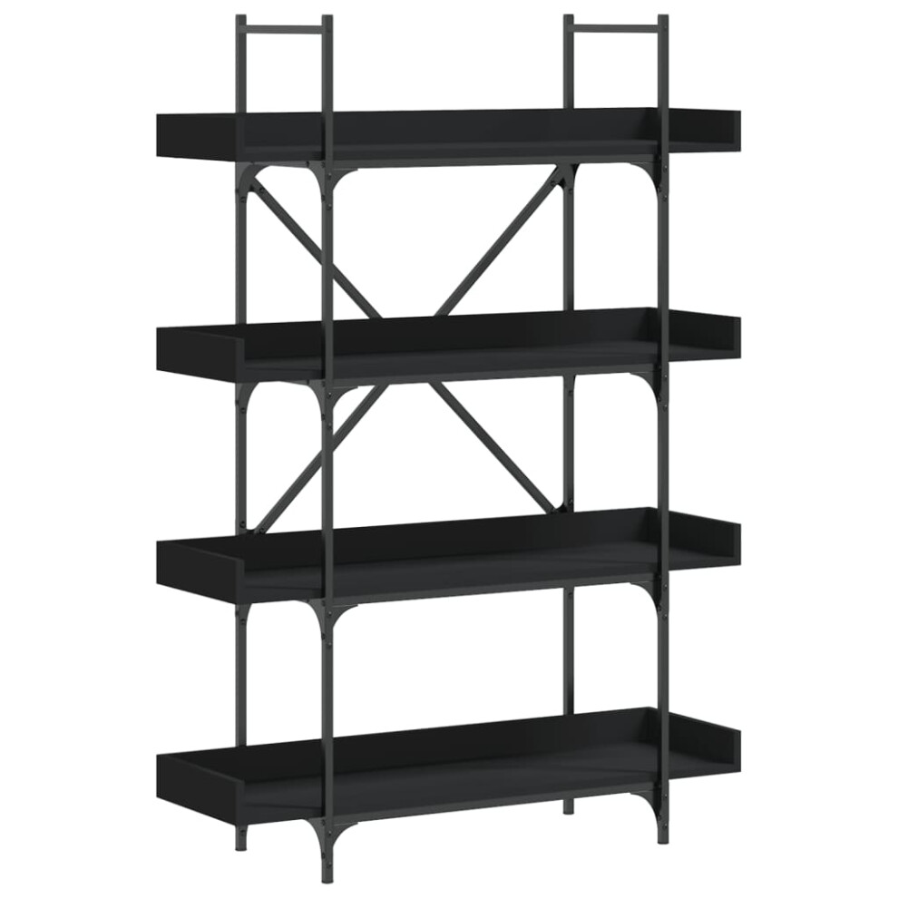 vidaXL Bookcase 4-Tier Bookshelf Storage Cabinet Rack Black Engineered Wood