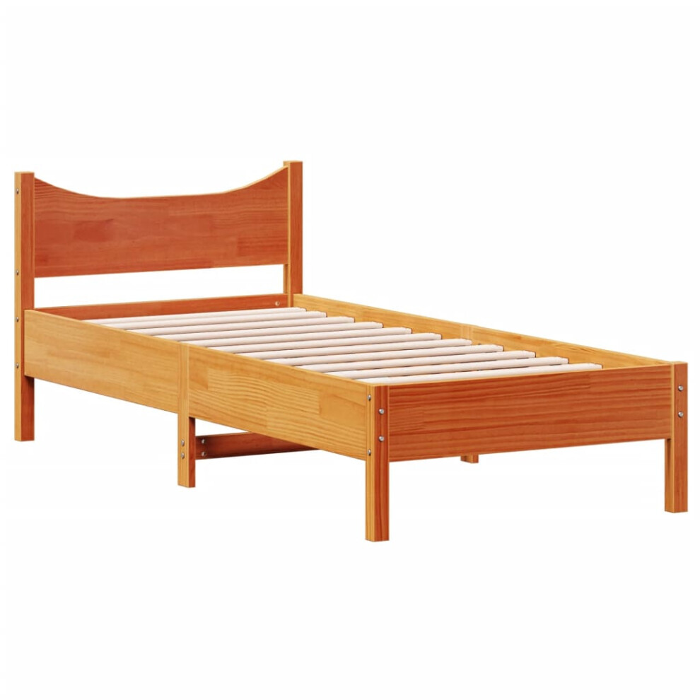 vidaXL Bed Frame Bed Base Bedstead Wax Brown 90x190 cm Single Solid Wood Pine