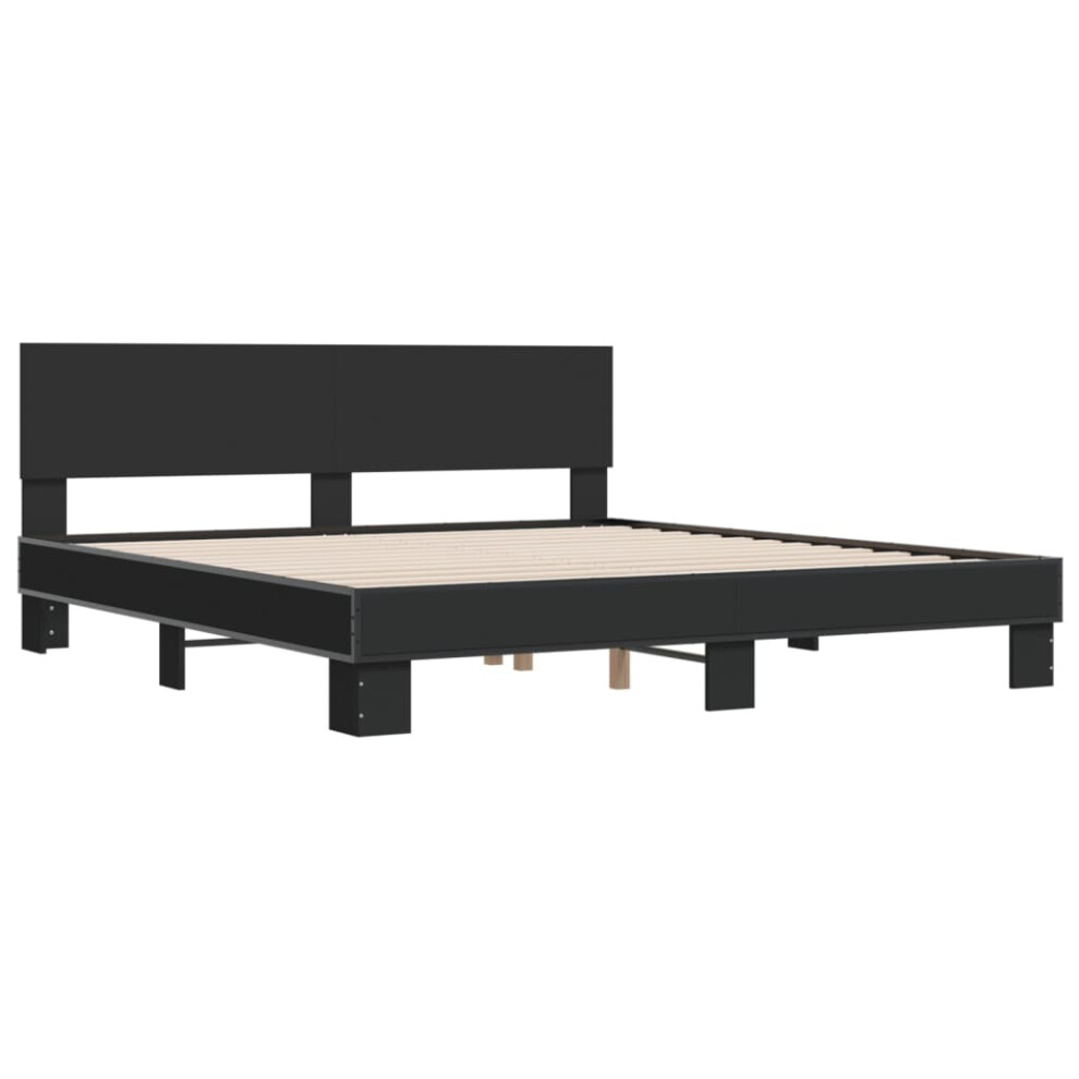 vidaXL Bed Frame Bed Black 180x200 cm Super King Engineered Wood and Metal