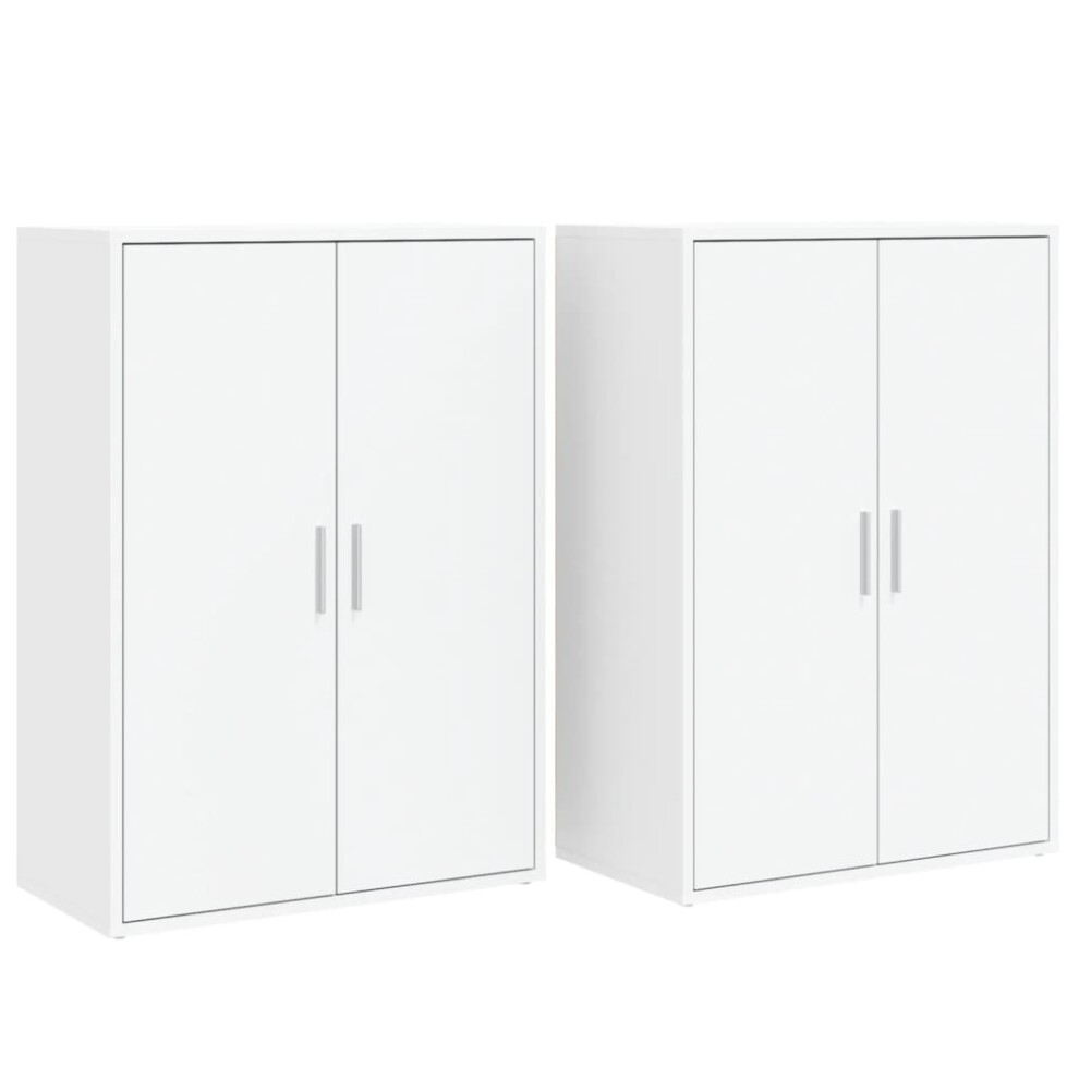 vidaXL Sideboards Cupboard Side Cabinet Highboard 2 pcs White Engineered Wood